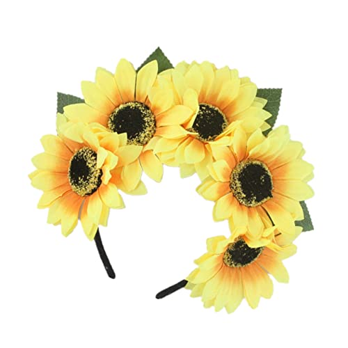 CLISPEED Sonnenblumen Haarreifen Für Fotoshooting Elastisches Stirnband Für Kostümpartys Und Hawaii-feiern Attraktives Langlebiges Blumenkranz-design Gelbes Sonnenblumen-accessoire Für von CLISPEED
