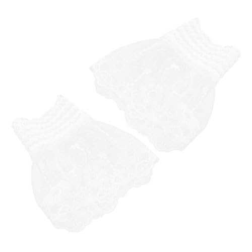 CLISPEED Spitzenmanschetten Weiß mit Rüschen Abnehmbare Netzspitze Armschmuck Modische Falsche Ärmel für Damen und Mädchen Vielseitige Handgelenkdekoration für Casual und Festliche Outfits von CLISPEED