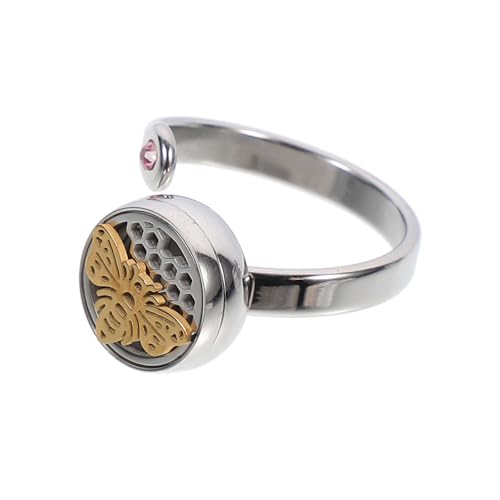 CLISPEED Stainless Steel Gold Hollow Aromatherapie Ring Verstellbar für Ätherische Öle Elegantes Design für Besondere Anlässe Langlebig CLISPEED Stainless Steel Gold Hollow Aromatherapie Ring Verstellbar für Ätherische Öle Elegantes Design für Besondere Anlässe Langlebig von CLISPEED