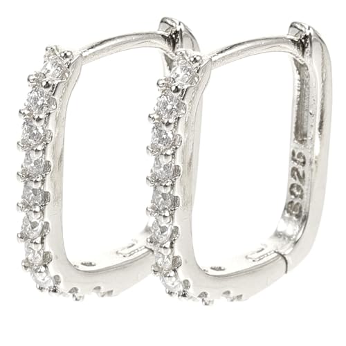 CLISPEED Statement Zirkonia Ohrstecker Damen Ohrschmuck Weißgoldfarben Geometrische Creolen Elegant Alltag Party Schmuck Frauen von CLISPEED