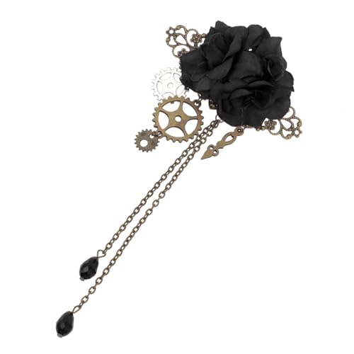 CLISPEED Steampunk Haarspange Gothic Mechanisches Design Rosenblüte Haarschmuck für Damen Party Alltag Eleganter Haarklammer von CLISPEED