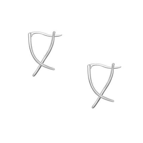 CLISPEED Sterling Silber Cross Earring Linien Kreuz Ohrschmuck Damen Vintage Stil Langlebig Modisch Elegant für Alltag und Party von CLISPEED