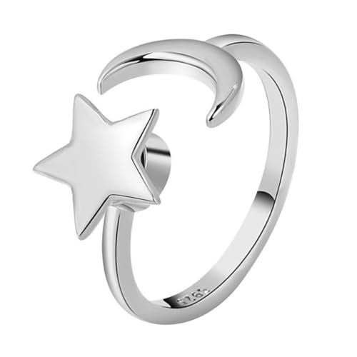 CLISPEED Stern Mond Ring Verstellbar Eleganter Offener Finger Ring für Frauen Hochwertiger Modeschmuck als zu Geburtstag oder Leicht Langlebig von CLISPEED