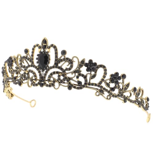 CLISPEED Strass Brautkrone Hochzeit Diadem aus Legierung Widerstandsfähig und Formstabil Damen Tiara für Geburtstag Party Bühnenauftritt Geschenkidee für Braut und Freundin Schwarz von CLISPEED