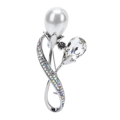 CLISPEED Strass Brosche mit Kristallbesatz Dekorative Anstecknadel für Damen Kleid und Anzug Accessoire Weiße Chic Corsage für Besondere Anlässe Vielseitig Kombinierbar von CLISPEED