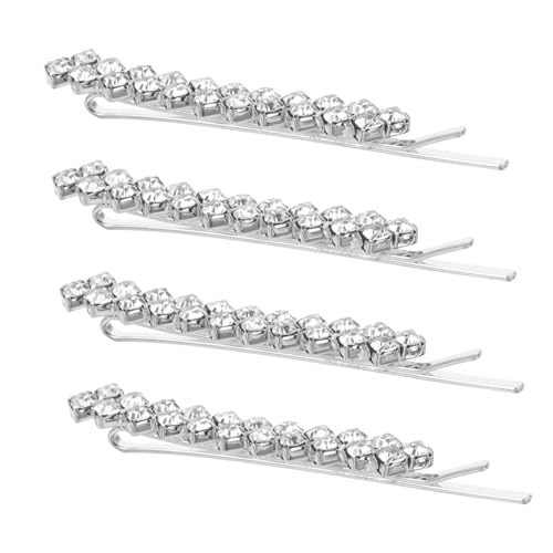 CLISPEED Strass Haarnadeln Metall Haarklammern mit Kristallbesatz Funkelnde Bobby Hairpins für Damen Eleganter Haarschmuck für Hochzeit Party und Alltag Silberfarbene Haarspangen von CLISPEED