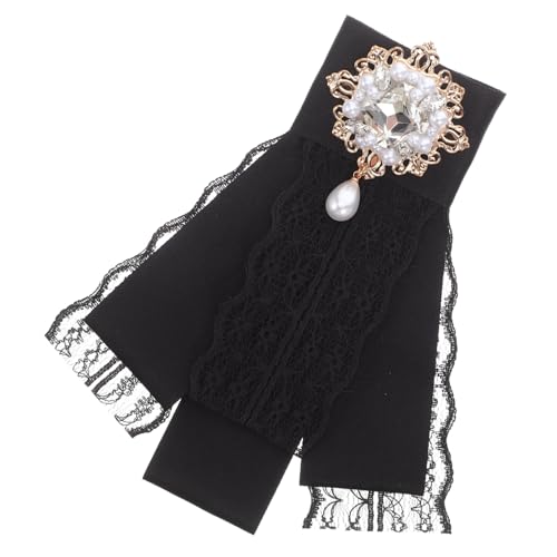 CLISPEED Strass Perlenbrosche mit Spitzen-schleifen-design Stilvolle Schmuckbrosche Funkelnde Krawattenbrosche für Damen Vielseitiges Accessoire für Alltag und Besondere Anlässe von CLISPEED