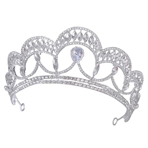 CLISPEED Strass Tiara Kristallkrone Brautschmuck Silber Bridal Headpiece für Frauen und Mädchen Hochzeit Geburtstag Fest Party Accessoire von CLISPEED