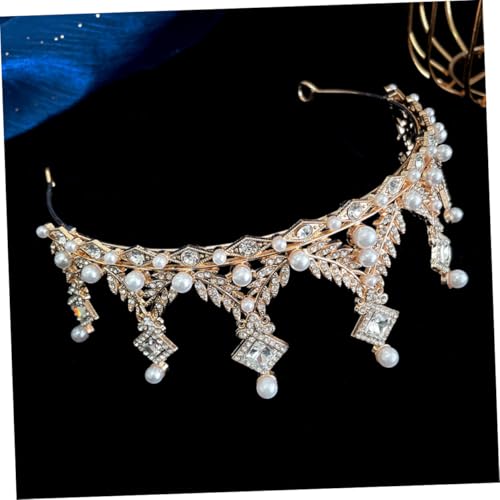CLISPEED Strass Tiara Krone Haarschmuck Goldweiß Braut Kopfbedeckung Hochzeit Party Festival Damen Mädchen von CLISPEED