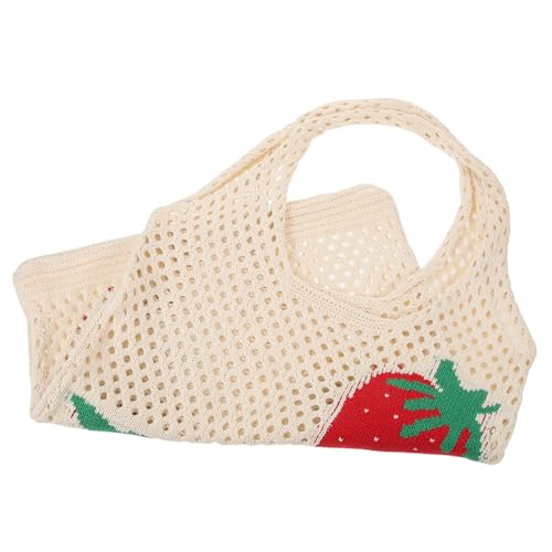 CLISPEED Strawberry Muster Handgehäkelte Schultertasche Damen Sommer Strandtasche Leicht Tragbar Leichte Alltagstote Tasche von CLISPEED
