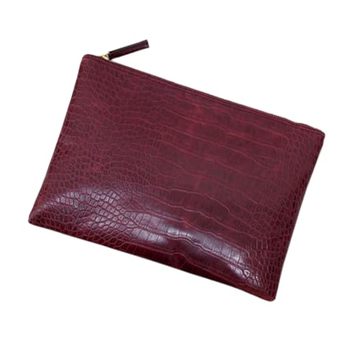 CLISPEED Stylische Damen Clutch Tasche mit Alligator prägung Hochwertige PU Handtasche Geräumige Umschlagtasche für Party und Shopping Reißverschließbar Weinrot von CLISPEED