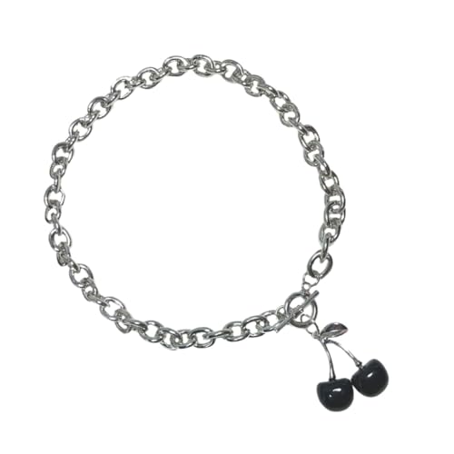 CLISPEED Stylische Damen Kirsche Halskette Schwarz Titanstahl Choker Mode Schmuck Clavicle Chain Langlebig Kreativ Für Mädchen Accessoire von CLISPEED