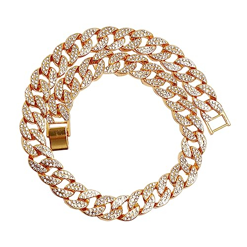 CLISPEED Stylische Hip Hop Halskette Herren Lange Goldene Kubanische Kette Langlebiger Legierung mit Funkelnden Strasssteinen Modisches Punk Schmuckaccessoire für Jungen und Partys von CLISPEED