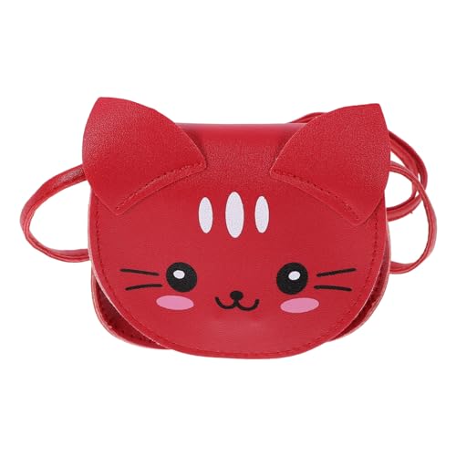 CLISPEED Katzen Umhängetasche Für Mädchen Modische Praktische Crossbody Bag Aus Pu-Material Mit Cartoon Katzendesign Für Teenager Zur Aufbewahrung Von Essentials Rote Geldbörse Für Mädels von CLISPEED