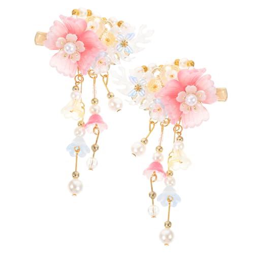 CLISPEED Süßer Chinesischer Hanfu Haarschmuck für Mädchen Blumen Haarspangen mit Quaste Haarklammern für Dünnes Haar Festliche Haarschmuck für Hochzeit Geburtstag Alltag von CLISPEED