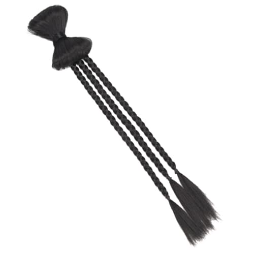 CLISPEED Synthetische Haarverlängerung mit Schleife Geflochtene Doppelte Pferdeschwanz extensions für Frauen Natürlich Schwarzes Haarteil für Cosplay Party Alltag und Bühnenauftritte von CLISPEED