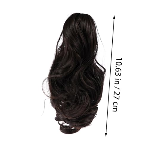 CLISPEED Synthetischer Clip in Pferdeschwanz Haarteil mit Kralle Natürlich Wirkende Lockige Haarverlängerung für Damen Voluminöses Modisches Haar Einfache Anwendung Braun Schwarz von CLISPEED