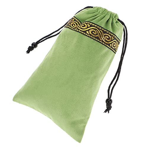 CLISPEED Tarot Karten Aufbewahrungstasche Tragbarer Kordelzugbeutel für Tarotkarten Spielkarten Würfel und Schmuck Robuste Grüne Samt Tasche mit Elegantem Design für Tarot Enthusiasten von CLISPEED