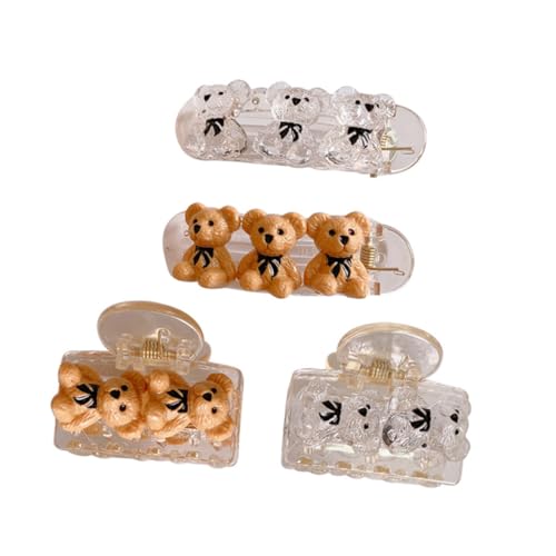 CLISPEED Teiliges Haarklammer aus Robustem Niedliche Kleine Bären Haarclips in Khaki und Transparent Vielseitiger Haarschmuck für Mädchen und Frauen zur Eleganten Haarstylings von CLISPEED