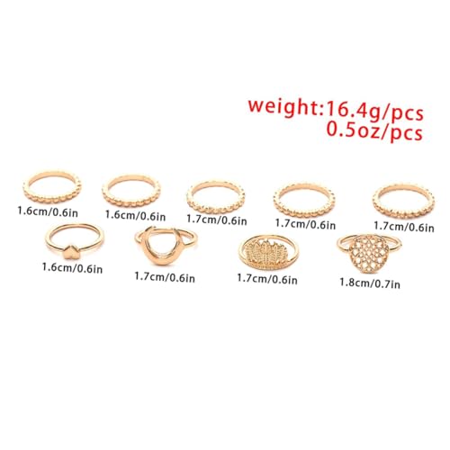 CLISPEED Teiliges Retro Ethnic Style Ring für Damen Kreatives Herz Monddesign Stapelbare Vintage Fingerringe aus Langlebigem Material Vielseitiges Schmuckset für Alltag und von CLISPEED