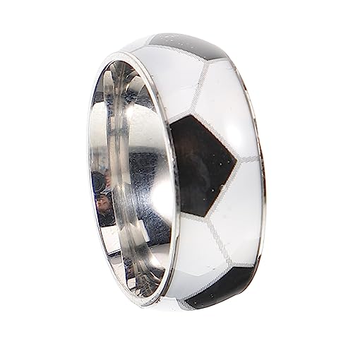 CLISPEED Titanium Stahl Fußball Ring Herren Finger Schmuck Sportliches Design Robust Langlebig Komfortabel One Verstellbar für Alltag Party von CLISPEED