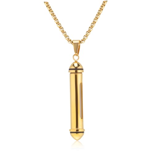 CLISPEED Titanium Urnenkette Herren Klassische Zylindrische Anhänger Halskette mit Perlenkette Langlebiger Cremation Schmuck zum Erinnern Rostfrei und Poliert Goldfarben CLISPEED Titanium Urnenkette Herren Klassische Zylindrische Anhänger Halskette mit Perlenkette Langlebiger Cremation Schmuck zum Erinnern Rostfrei und Poliert Goldfarben von CLISPEED
