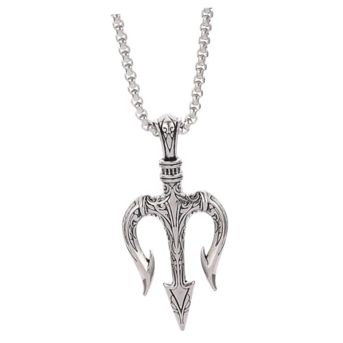 CLISPEED Titanstahl Herren Halskette mit Trident Anhänger Robust und Leicht Dunkler Stil Griechisches Design Geburtstagsgeschenk für Freund Langlebig und Komfortabel von CLISPEED