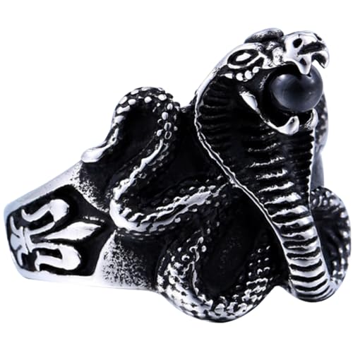 CLISPEED Titanstahl Herrenring mit Schlangenmotiv Langlebiger Modeschmuck Stilvoller Finger Schmuck für Alltag Themenpartys Cosplay und Geschenke von CLISPEED