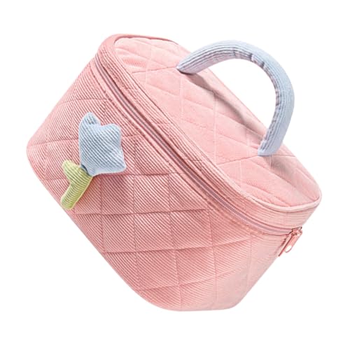 CLISPEED Tragbare Kosmetiktasche aus Cordstoff Große Kapazität Leicht und Kompakt Vielseitig für Make up Schmuck und Stifte Modisch und Süß für Teenager Mädchen und Reisen von CLISPEED