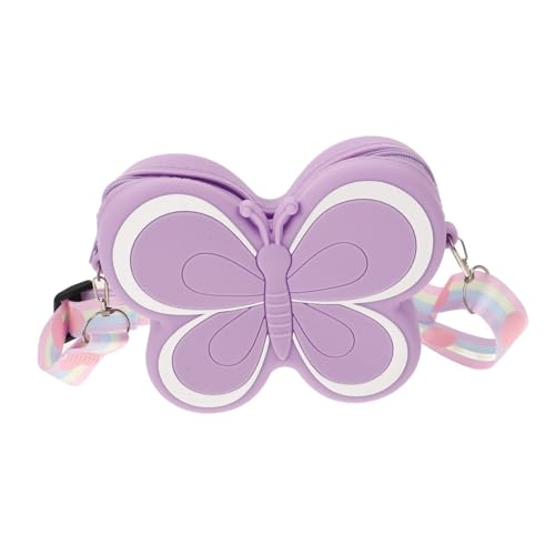 CLISPEED Tragbare Schmetterling Silikon Crossbody Tasche für Mädchen Leichte Umhängetasche Kindgerechte Geldbörse Vielseitige Handtasche für Kleinkinder und Alltag von CLISPEED