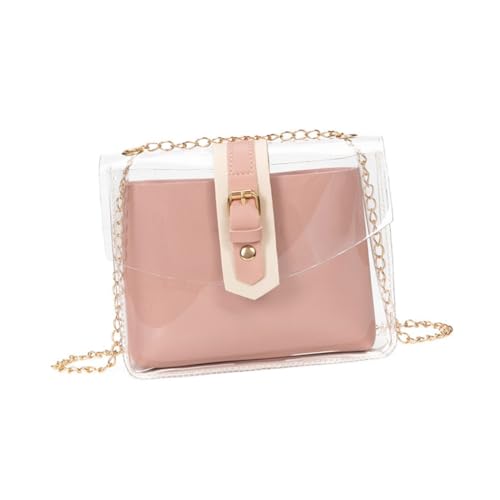 CLISPEED Transparente Crossbody Bag Damen Kleine Umhängetasche mit Kettenriemen Leicht und Geräumig für Handy Geldbörse und Alltag Modisch und Elegant für Sommer und Freizeit von CLISPEED