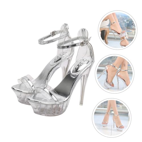 CLISPEED Transparente High heel Sandalen Damen Sommer Elegant Rutschfest PVC Material Hohe Absätze für Nachtclub und Outdoor von CLISPEED