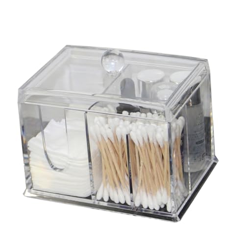 CLISPEED Transparente Kosmetik Wattepads Aufbewahrungsbox mit Deckel Kleiner Organizer für Baumwollpads und Wattestäbchen Staubdichter Kunststoffbehälter für Bad und Schminktisch von CLISPEED