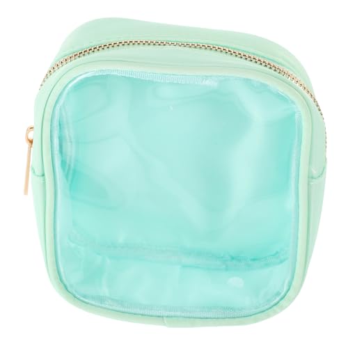 CLISPEED Transparente Kosmetiktasche mit Reißverschluss Wasserabweisend Tragbare Make up Tasche für Frauen Candy Farben Nylon PVC Kulturbeutel in Pastellgrün Vielseitiger Reise Organizer von CLISPEED