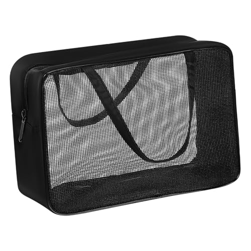 CLISPEED Transparente Kulturtasche mit Doppelgriffen Robuste Oxford Waschbeutel Praktischer Reise Organizer Atmungsaktiver Mesh Kosmetikbeutel für Damen und Herren Vielseitig und von CLISPEED