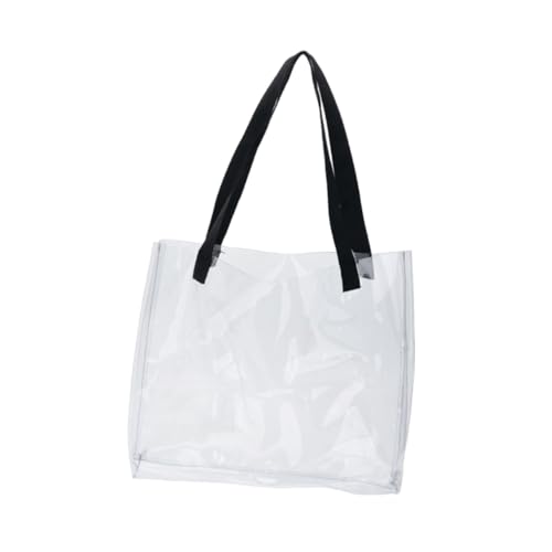 CLISPEED Transparente PVC Schultertasche Weiß Großes Fassungsvermögen Modische Freizeit Strandtasche Casual Umhängetasche für Damen Reise Outdoor von CLISPEED