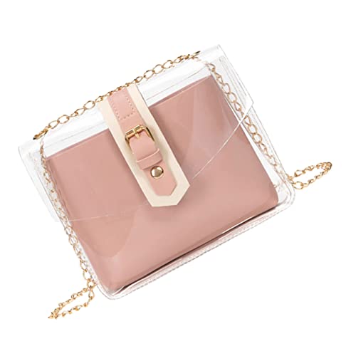 CLISPEED Transparente PVC Umhängetasche Damen Teilig Leichte Crossbody Tasche mit Kettenriemen Kompakt für Party Shopping von CLISPEED