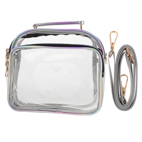 CLISPEED Transparente PVC Umhängetasche Damen mit Verstellbarem Schultergurt Große Kapazität Reißverschlussgesichert Vielseitige Crossbody Tasche für Alltag Reisen und Shopping von CLISPEED