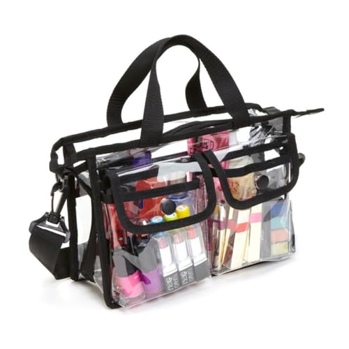 CLISPEED Transparente Schultertasche aus Eva Multifunktional Leichte Kosmetiktasche mit Großem Fassungsvermögen und Haken zum Tragen und Aufhängen für Reisen und Alltag von CLISPEED