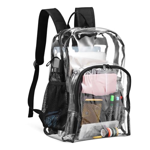 CLISPEED Transparenter PVC Rucksack mit Großer Kapazität und Ergonomischen Trägern Robuster Klarer Schulrucksack für Mädchen Veranstaltungen Stadion und Arbeit Strapazierfähiger von CLISPEED