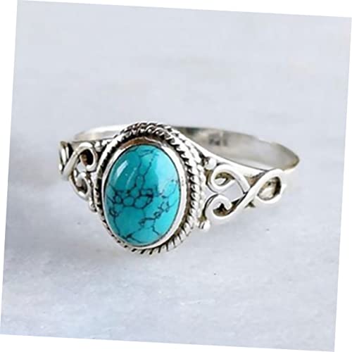CLISPEED Türkisfarbener Damenring Vintage Stil Alloy Schmuckring Komfortabel Hautfreundlich Modisch Vielseitig Kombinierbar Geschenkidee Geburtstag Verlobung von CLISPEED
