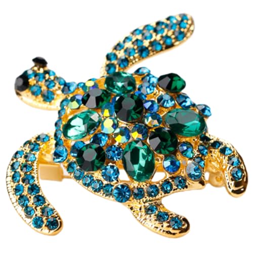 CLISPEED Turtle Lapel Pin mit Funkelnden Strasssteinen Metallbrosche für Damenkleidung Hut und Schal Stabile Anstecknadel Eleganter Schildkröten Broschen Schmuck für Besondere Anlässe von CLISPEED