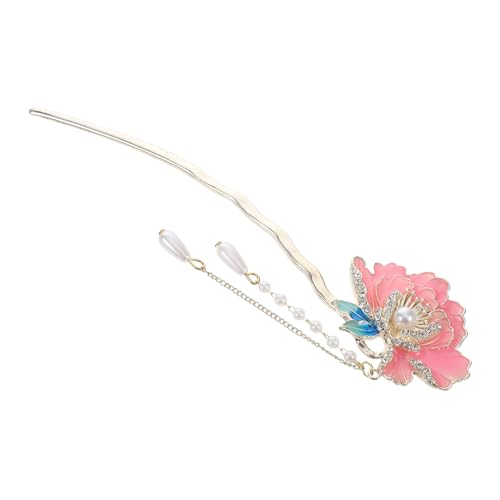 CLISPEED U Förmige Chinesische Haarspange mit Emaillierter Pfingstrose Langlebiges Vintage Haaraccessoire für Frauen Starker Griff Moderne Kombination aus Traditionellem Hanfu Stil und von CLISPEED