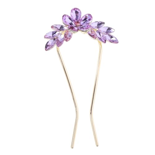 CLISPEED U förmige Haarnadel mit Strassbesatz Großer Haarknoten Steckstab aus Metall Eleganter Haarschmuck für Damen Geeignet für Hochzeiten Bälle Festfeiern und Vielseitige von CLISPEED