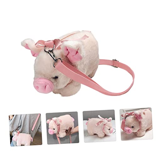 CLISPEED Umhängetasche Mädchen Leichte Tragbare Schultertasche mit Süßem Schweinemotiv Strapazierfähiges Kratzfestes Plüschmaterial Multifunktionale Aufbewahrung für Alltag und Outdoor von CLISPEED