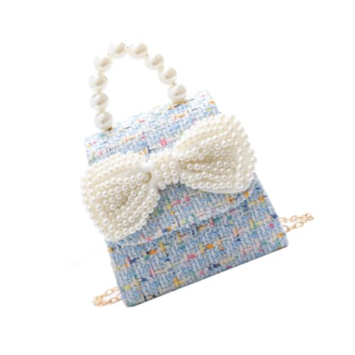 CLISPEED Umhängetasche mit Perlen und Elegantem Schleifen Design Crossbody Bag für Mädchen Jahre Strapazierfähiges Baumwoll Material Modisch und Langlebig von CLISPEED