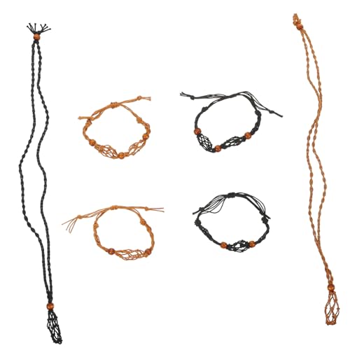 CLISPEED Verstellbare Geflochtene Halskette und Armband aus Natürlichem Stein mit Leerem Netzanhänger für Damen und Herren Handgefertigter Schmuckhalter für DIY anhänger von CLISPEED