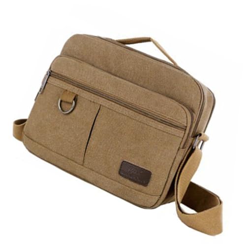 CLISPEED Verstellbare Herren Umhängetasche Canvas Schultertasche Leichte Crossbody Bag für Alltag Freizeit Wandern Khaki von CLISPEED