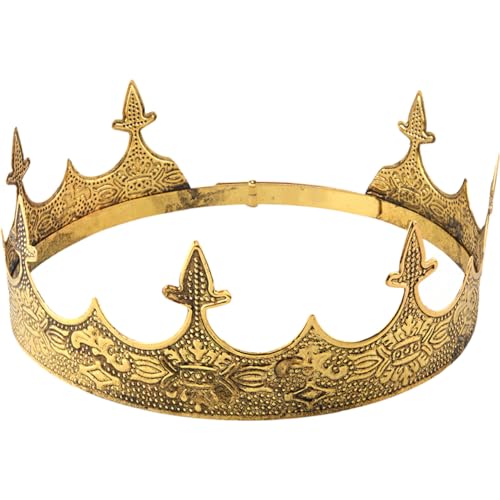 CLISPEED Verstellbare Königskrone für Erwachsene Diadem für Cosplay Partys Hochzeiten und Fotoshootings Antike Goldoptik für Unvergessliche Erinnerungen von CLISPEED