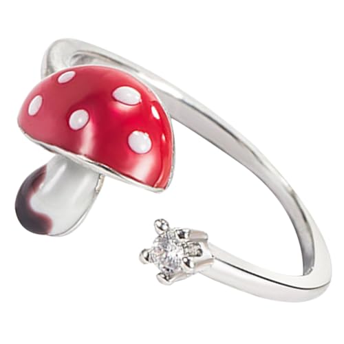 CLISPEED Verstellbarer Damen Ring Pilz Design Offener Finger Schmuck Aesthetic Jewelry Modisch Alltag Festlich von CLISPEED